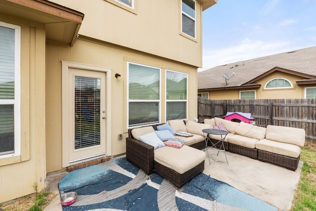 view of patio featuring an outdoor living space