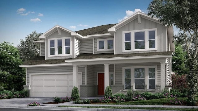 craftsman inspired home featuring a garage