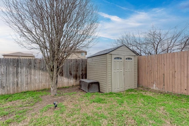 view of outdoor structure with a lawn