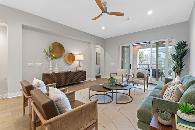 4510 Unity Cir Unit 258, Austin, TX 78731 - living area with a ceiling fan, light wood-style flooring, recessed lighting, and baseboards