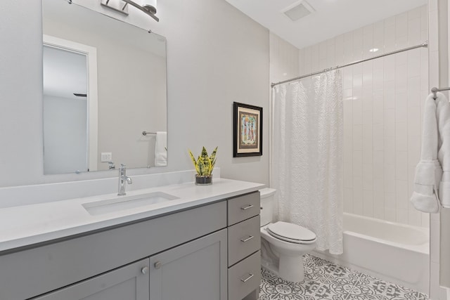4510 Unity Cir Unit 258, Austin, TX 78731 - bathroom featuring vanity, tile patterned flooring, toilet, and shower / tub combo with curtain