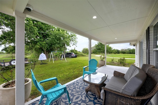 view of patio / terrace featuring a playground