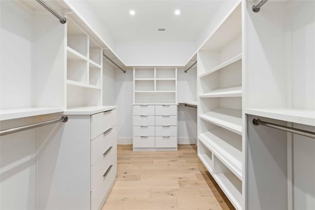 spacious closet with light wood-style floors