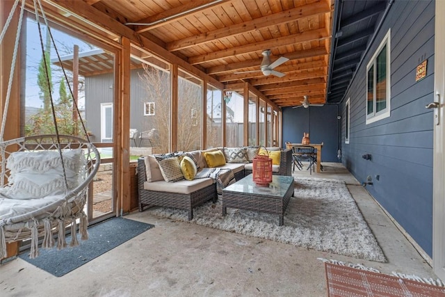 3601 Marcae Ct, Austin, TX 78704 - sunroom / solarium with a ceiling fan and an outdoor hangout area
