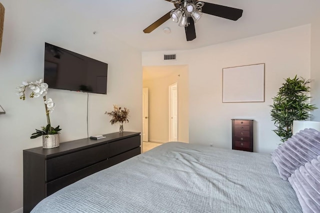 bedroom featuring ceiling fan