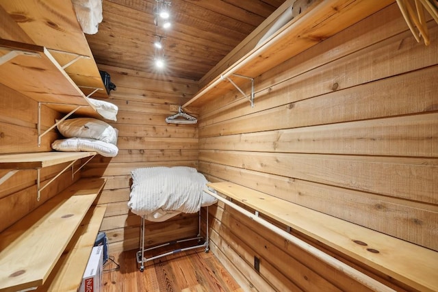 view of sauna / steam room with hardwood / wood-style floors