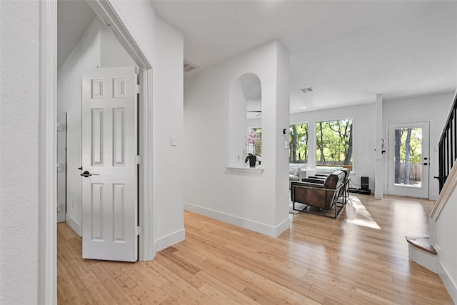 hall featuring light hardwood / wood-style flooring