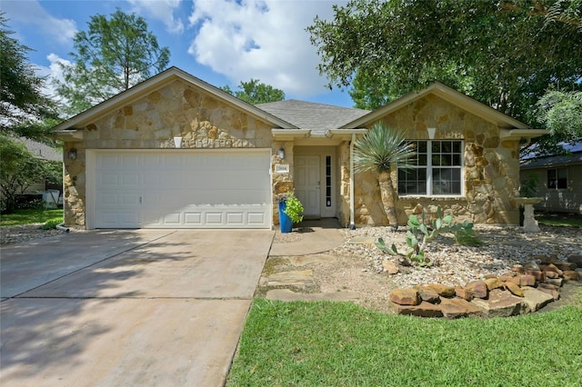 single story home with a garage