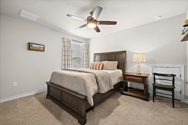 bedroom featuring ceiling fan and carpet flooring