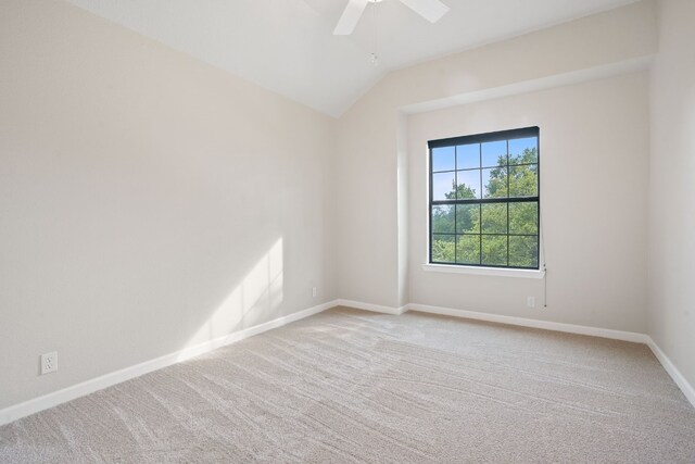 139 Jackrabbit Run, Round Rock, TX 78664 - unfurnished room with carpet, vaulted ceiling, ceiling fan, and baseboards