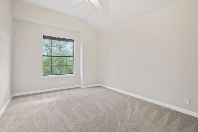 139 Jackrabbit Run, Round Rock, TX 78664 - unfurnished room featuring ceiling fan, carpet flooring, and vaulted ceiling