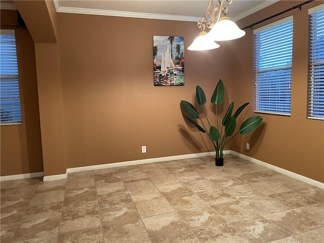 interior space with ornamental molding