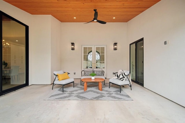 view of patio / terrace featuring french doors and ceiling fan