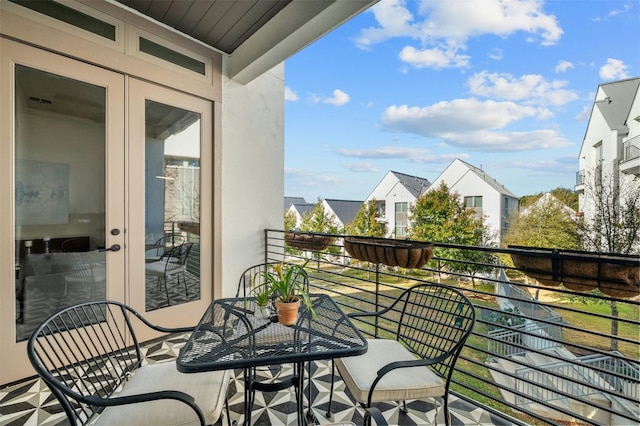 balcony with french doors