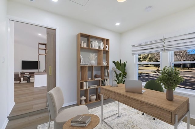 office featuring hardwood / wood-style flooring