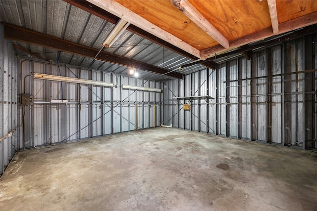 garage featuring metal wall