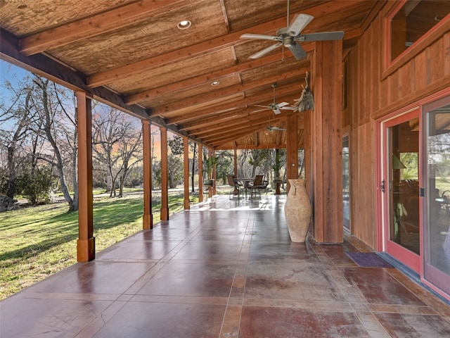 view of patio / terrace featuring ceiling fan