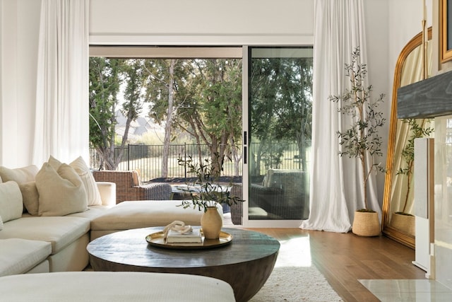 interior space with hardwood / wood-style floors