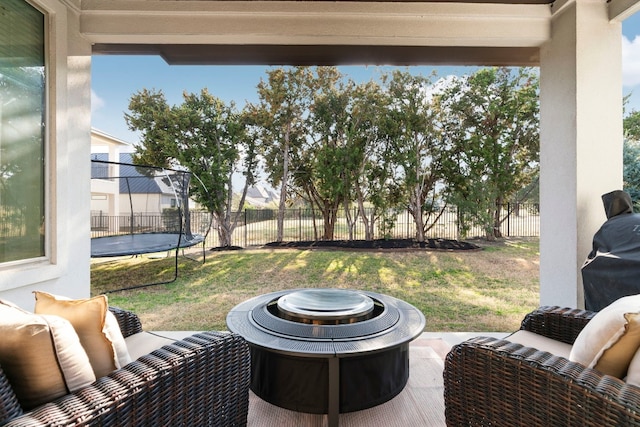 view of patio / terrace with a trampoline