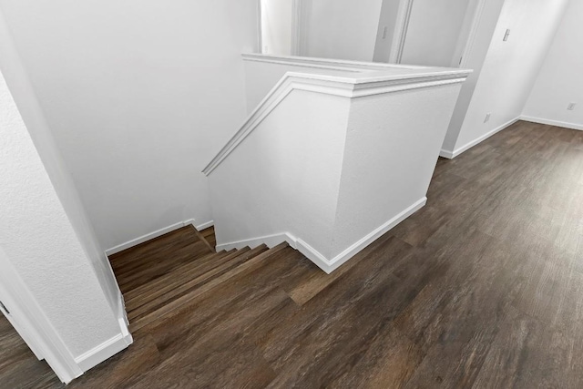 staircase featuring hardwood / wood-style floors