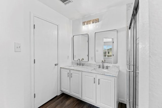 bathroom featuring wood-type flooring and vanity