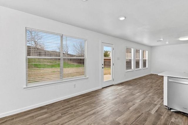 interior space with hardwood / wood-style floors