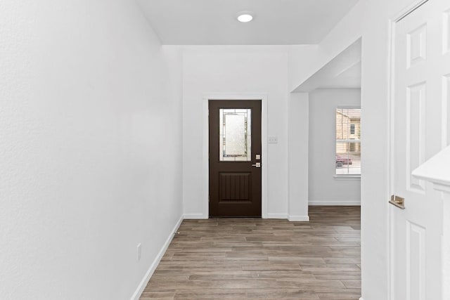 entryway with a healthy amount of sunlight and light wood-type flooring