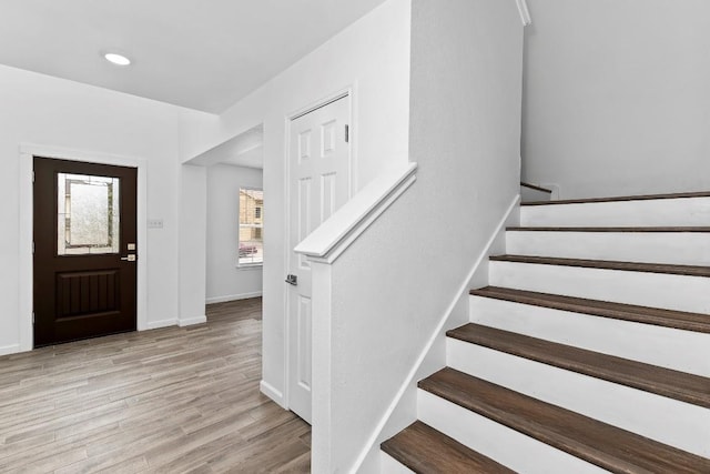 entryway with light wood-type flooring