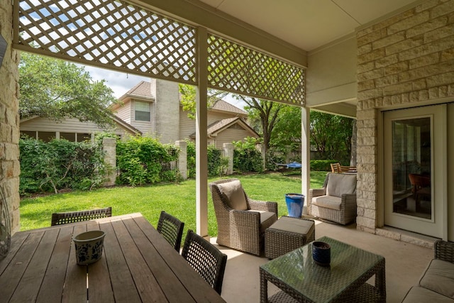 view of patio / terrace with outdoor lounge area and a deck