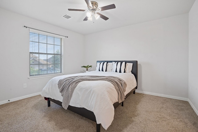 bedroom with carpet floors and ceiling fan