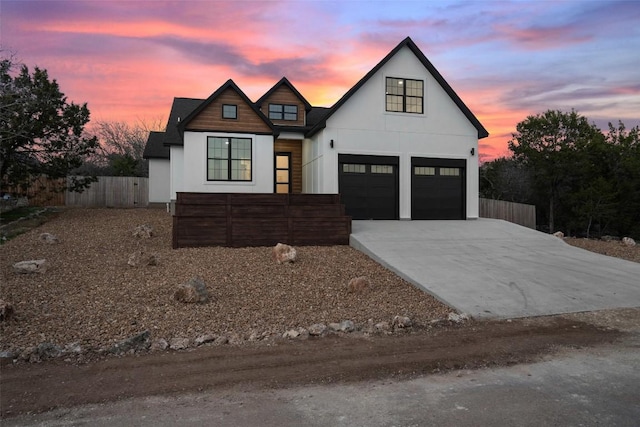 view of front of property with a garage