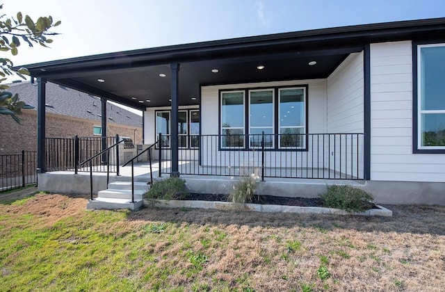 exterior space with covered porch