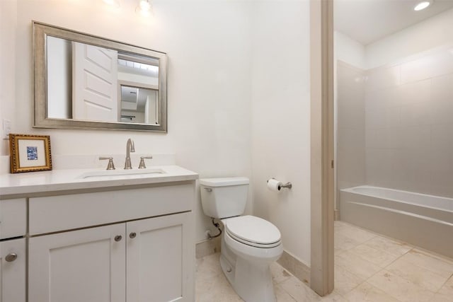 full bathroom featuring vanity, tile patterned flooring, toilet, and shower / bath combination