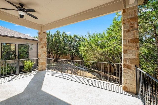 view of patio / terrace featuring ceiling fan