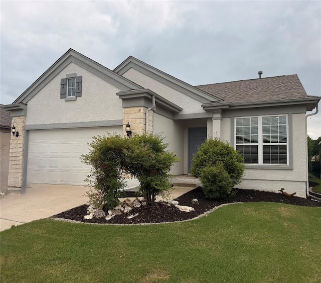 254 Monument Hill Trl, Georgetown, TX 78633 - single story home featuring a garage, a front lawn, and stucco siding