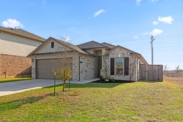 view of front facade with a garage and a front yard