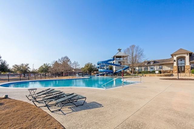 view of pool featuring a gazebo and a water slide