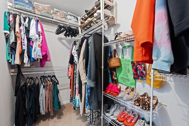 spacious closet featuring carpet floors