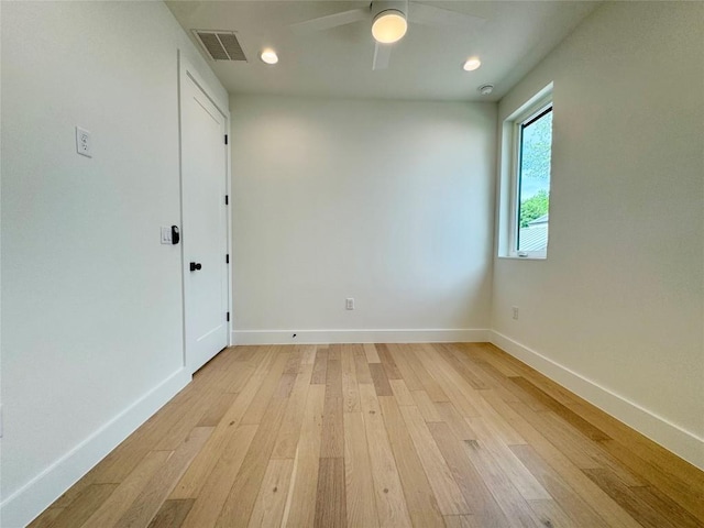 1708 Canterbury St Unit 2, Austin, TX 78702 - spare room with light wood finished floors, ceiling fan, baseboards, and recessed lighting