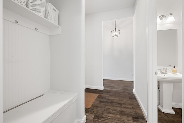 513 Elworth Path, Lakeway, TX 78738 - mudroom with dark wood-type flooring and baseboards