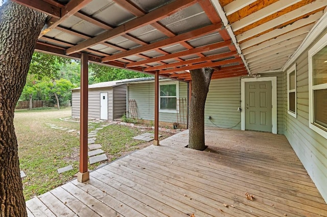 deck with a storage unit