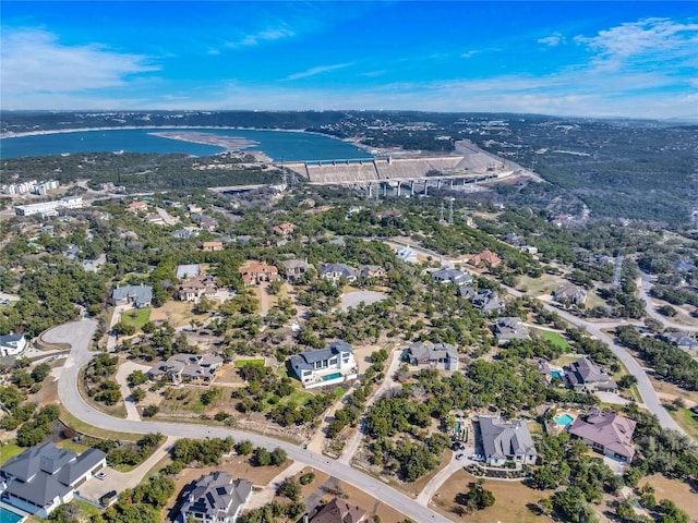 3701 Copper Ridge Ct, Austin, TX 78734 - aerial overview of property's location featuring a large body of water and nearby suburban area
