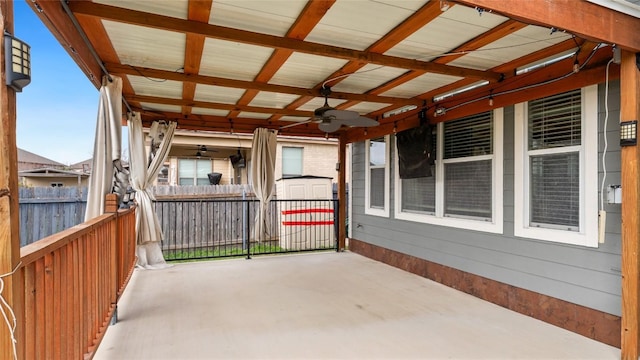 view of patio / terrace featuring ceiling fan