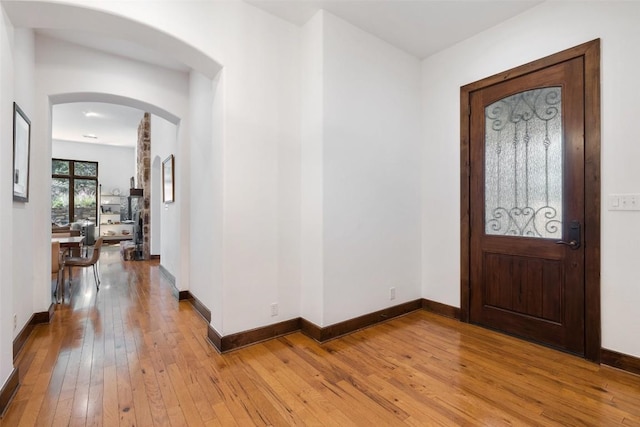 entrance foyer with light wood-type flooring