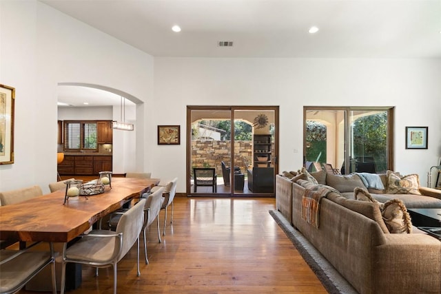 dining area featuring hardwood / wood-style flooring