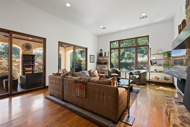 living room with wood-type flooring