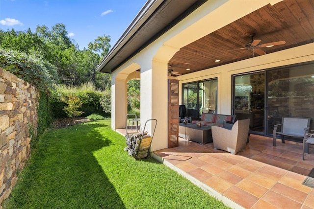 view of patio / terrace with ceiling fan