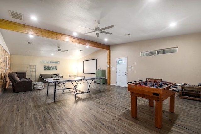 1000 Ledbetter St, Round Rock, TX 78681 - game room featuring ceiling fan, recessed lighting, and wood finished floors