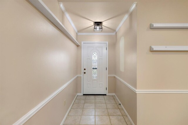 1252 County Road 106, Paige, TX 78659 - doorway featuring baseboards, crown molding, and light tile patterned floors
