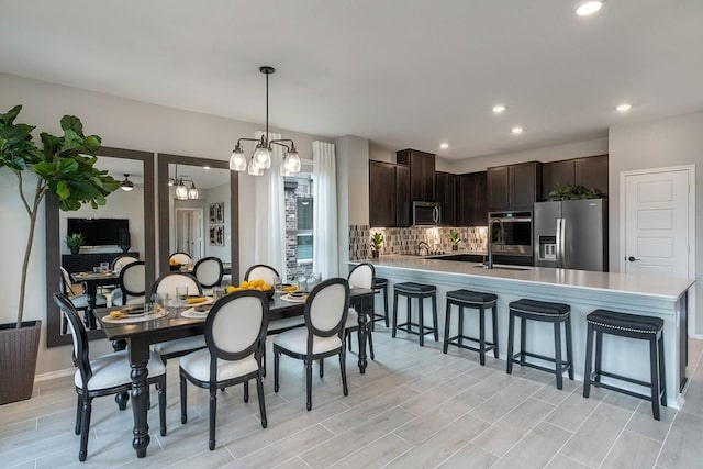 dining space with sink